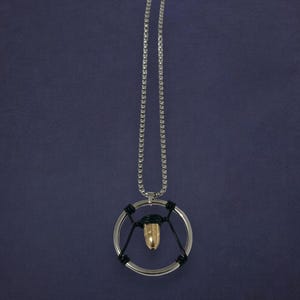Cyberpunk Gothic Bullet Necklace – Stainless Steel Punk Pendant, Industrial Streetwear Jewelry for Him, Dark Aesthetic Statement Gift