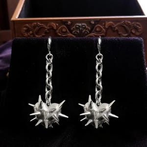 Dark Gothic Spiked Herz Ketten Ohrringe - Edgy Punk Statement Schmuck für Alt Girls, Edelstahl Geschenk für Sie, Emo Ästhetischer Look
