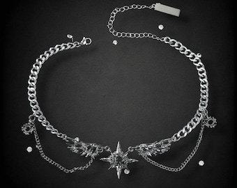 Dark Wings Stern Anhänger – Gothic Hip-Hop Unisex Schmuck