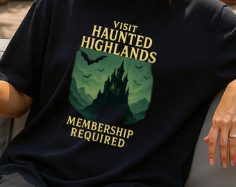 Chemise gothique de vampire : conception rétro d'Halloween de château hanté