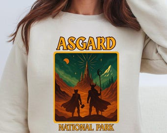T-shirt du parc national d'Asgard - T-shirt de voyage rétro mythologie nordique