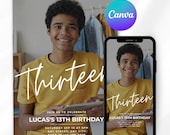 13th Birthday Invitation, Teen Birthday Invitation, Editable Birthday Template, Boy Birthday Invite, Photo Invitation, Digital Download