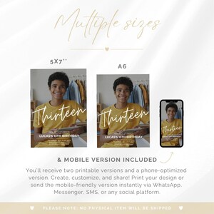 Teen Birthday Invitation, Photo Invitation, Boy Birthday Invite, 13th Birthday Invitation, Editable Birthday Template, Digital Download