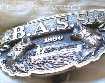 Vintage Brass Buckle 1990 Angler Sportsman Society B.A.S.S.~Fisherman Accessory~Like New~Unisex~Made in USA~Collector Edition~Gift 4 Him Her