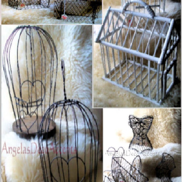 Vintage French Wire & Wood Containers or Supplies U Pick Starts at 8.50 USD~Chic Gift Baskets~Wire Novelties~Bird Cages~Custom Floral~#MS1