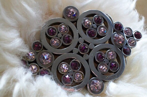 Vintage Stainless Buckle REDUCED Diamond Shape Unisex Belt Bling-MOM Fashion Steel Belt Accessory Premium Rhinestones Amethyst Pink Blush
