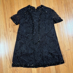 Vintage 70s Black Lace Dress