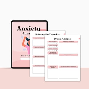 ANXIETY JOURNAL, Mental Health Journal, Therapy Journal, Anxiety Relief Mood Tracker, Mindfulness Self Care Wellness Gratitude Journals