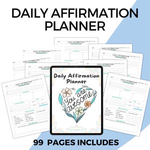 Daily Affirmation Digital Planner, Simple Daily Planner with Affirmation and Journal Space, Affirmation Planner, Self Affirmation daily plan