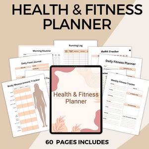 Health and Fitness Planner downloadable digital planner, undated Fitness planner, printable Planner, Health and Fitness planner, Health Plan