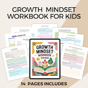 Growth Mindset Children Therapy Workbook for kids  Emotional Regulation planners for Kids, Self esteem worksheets for kids, teen workbook