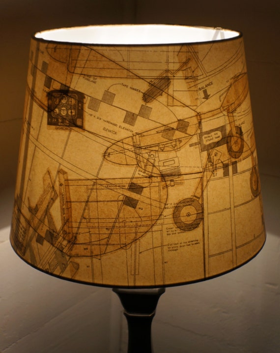 Unique Lamp Shade Covered In Vintage, Vintage Airplane Lamp Shade