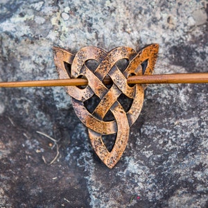 Celtic Trinity Knot Leather Hair Barrette, Leather Barrette, Hair Barrette, Hair Accessory, Shawl Pin image 5