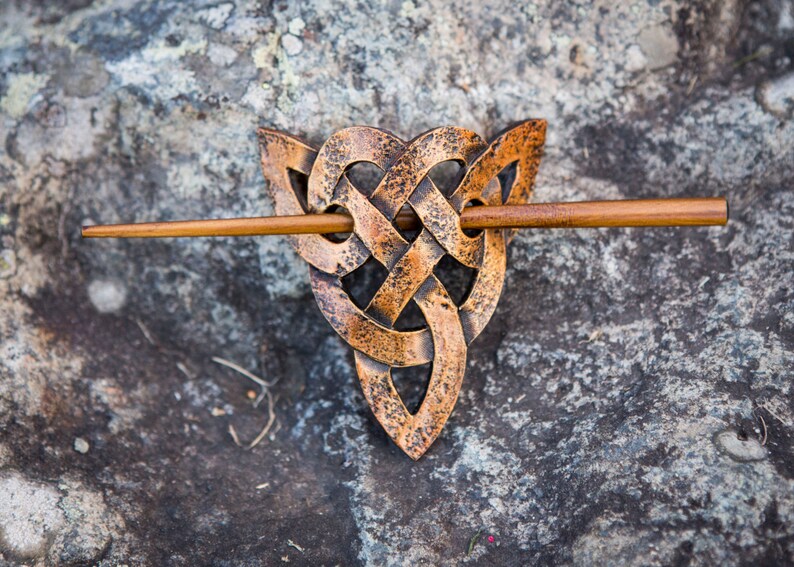 Celtic Trinity Knot Leather Hair Barrette, Leather Barrette, Hair Barrette, Hair Accessory, Shawl Pin image 5