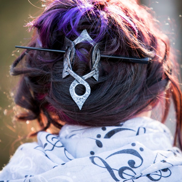 Elven Knot Leather Hair Barrette, SCA, STEAMPUNK, LARP Renaissance