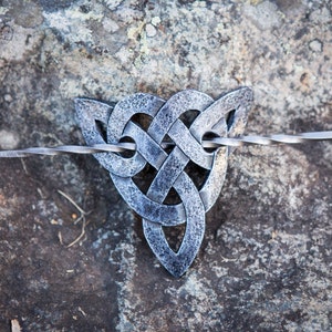 Celtic Trinity Knot Leather Hair Barrette, Leather Barrette, Hair Barrette, Hair Accessory, Shawl Pin image 4