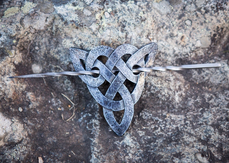 Celtic Trinity Knot Leather Hair Barrette, Leather Barrette, Hair Barrette, Hair Accessory, Shawl Pin image 4