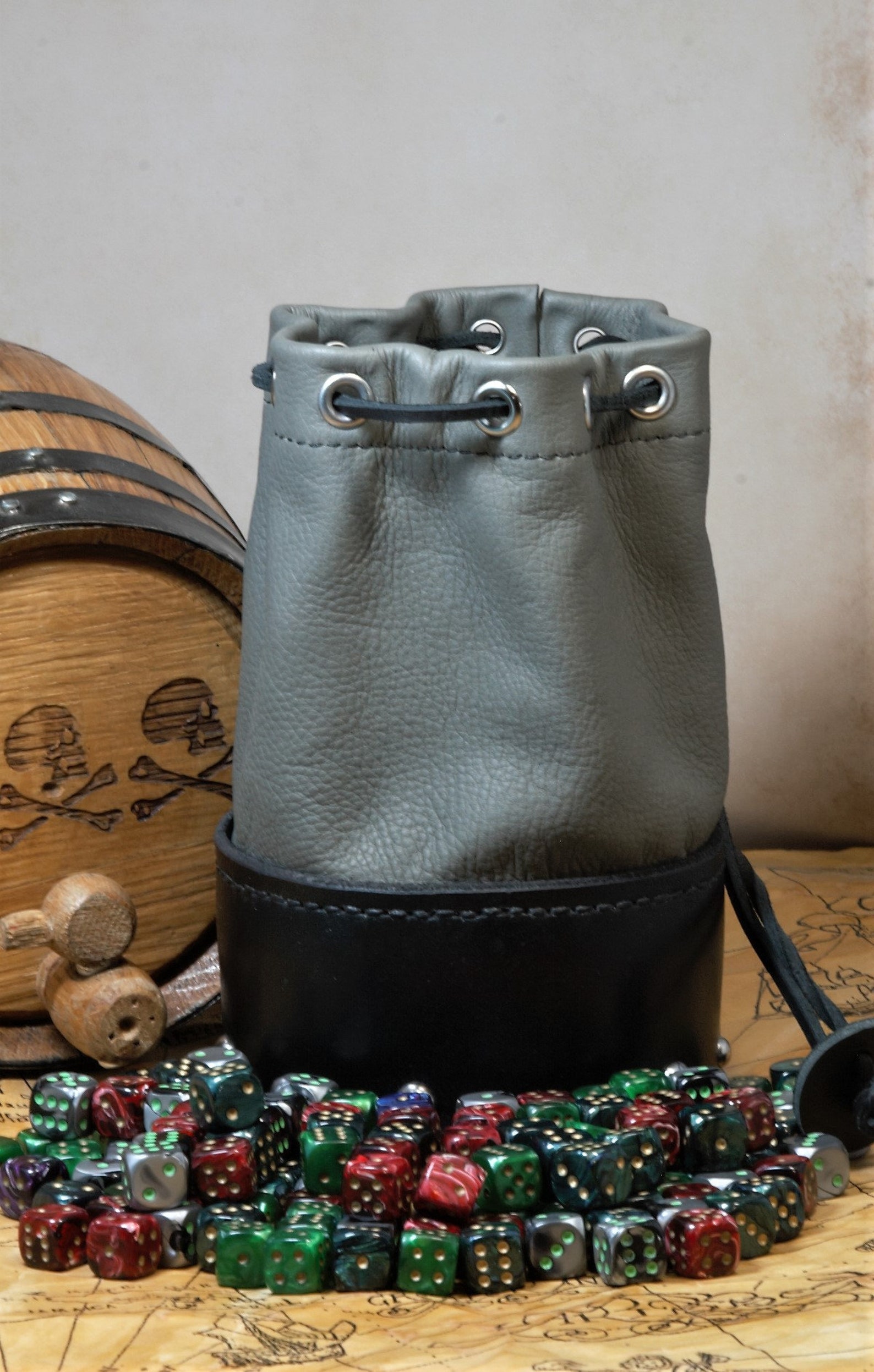 Leather Dicebag Grey/black RPG Dice Bag Tabletop Dicebag Etsy