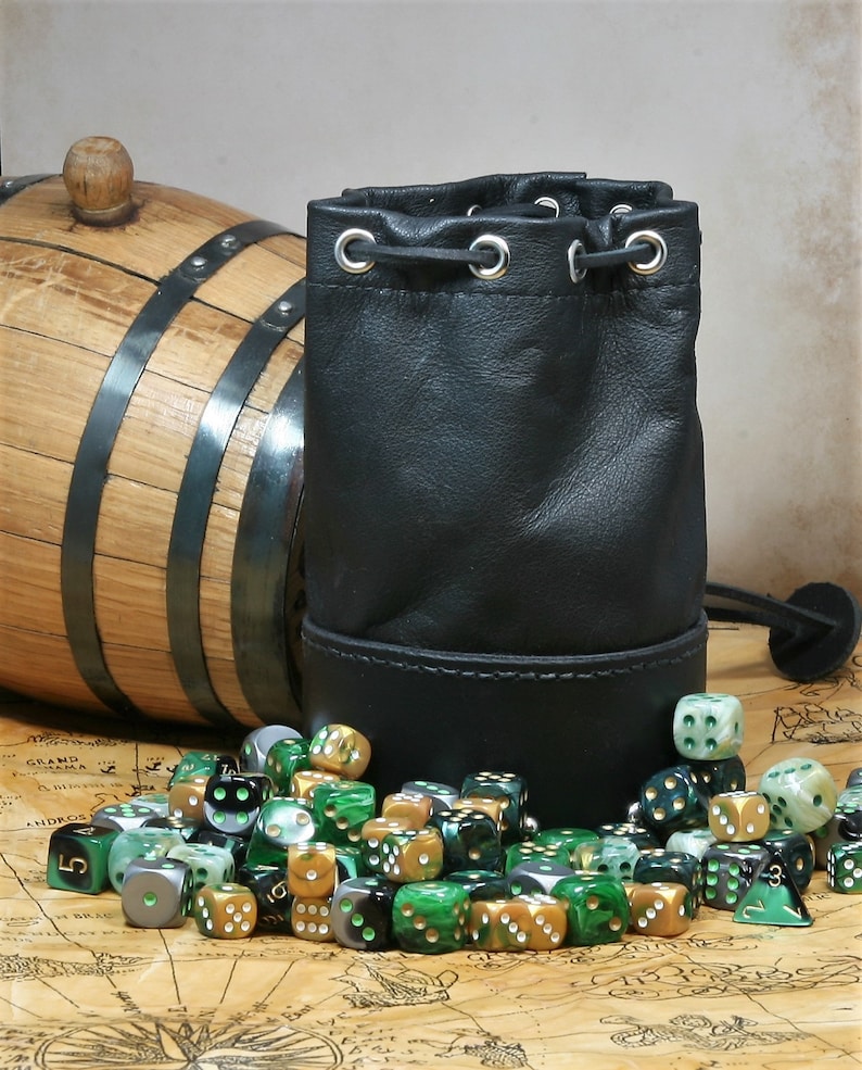 Leather Dicebag Black RPG Dice Bag Tabletop Dicebag Gaming Etsy