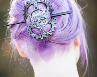 Barrette en cuir engrenage steampunk crâne SCA, jeu de rôle