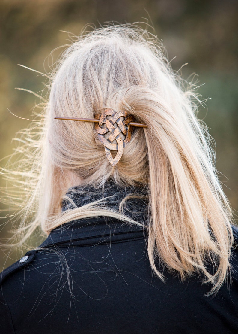 Celtic Trinity Knot Leather Hair Barrette, Leather Barrette, Hair Barrette, Hair Accessory, Shawl Pin image 2