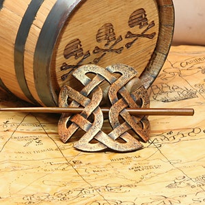Celtic Templar Leather Hair Barrette, Renaissance, SCA, Steampunk, Pirate