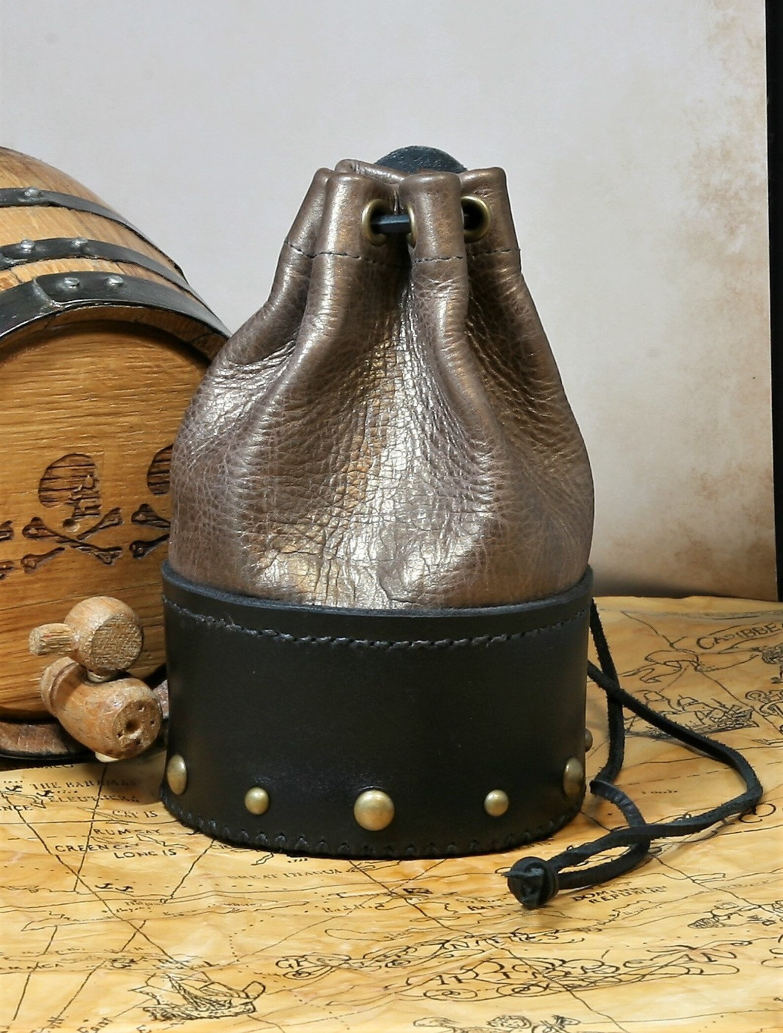 Leather Dicebag Brass / Black RPG Dice Bag Tabletop Dicebag Etsy