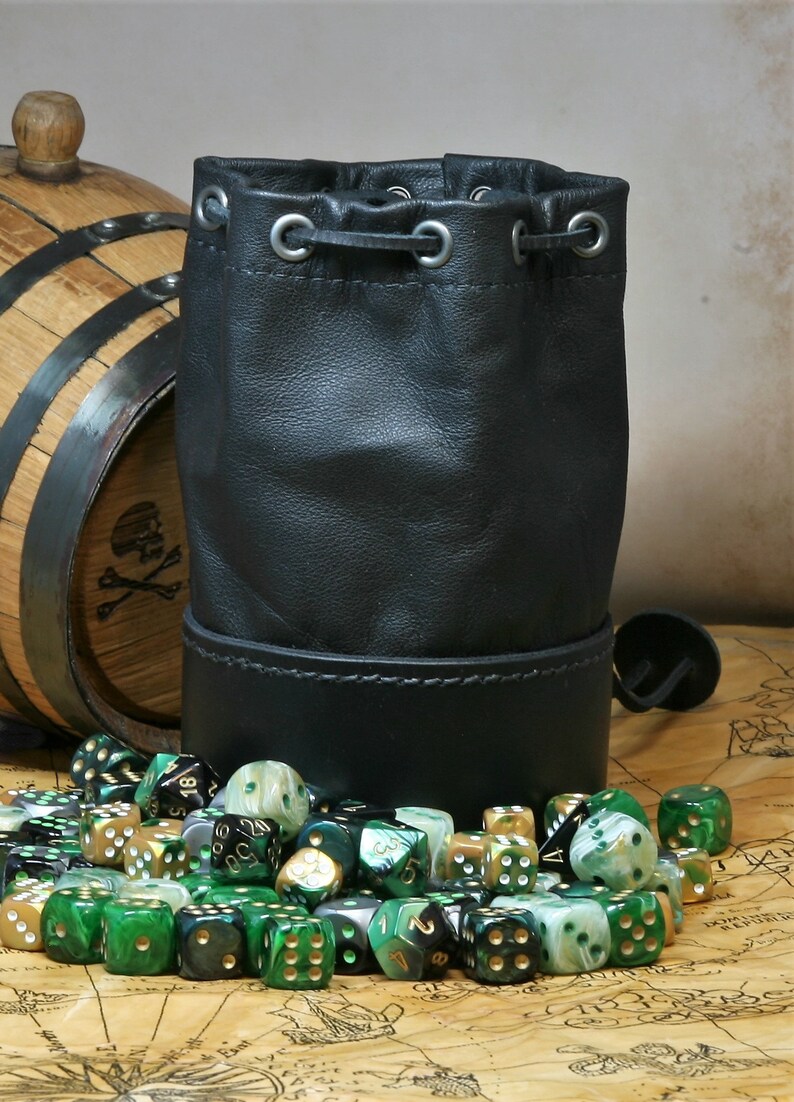 Leather Dicebag Black RPG Dice bag Tabletop dicebag Gaming Etsy
