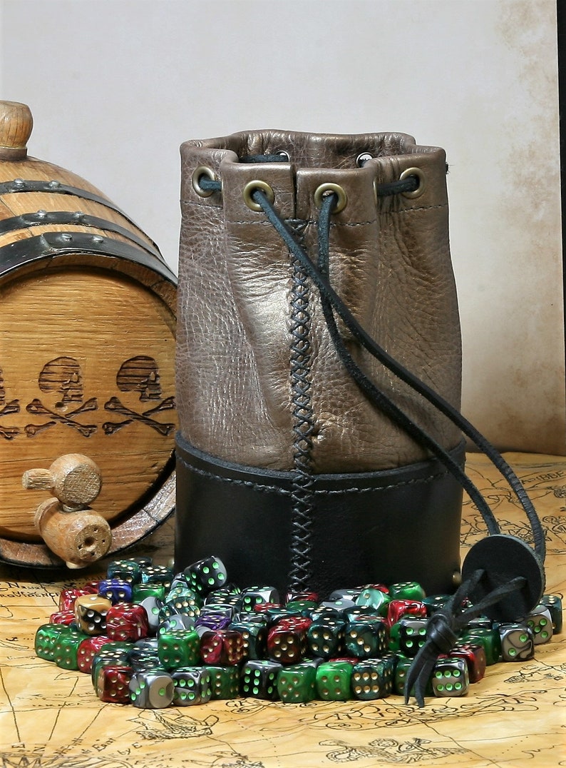 Leather Dicebag Brass / Black RPG Dice Bag Tabletop Dicebag Etsy
