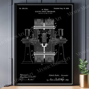Electric Circuit Controller Patent Art Patent Poster Blueprint Set of 2 Black and White