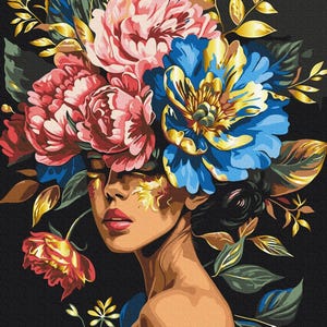 Flower head girl art Paint by number Kit