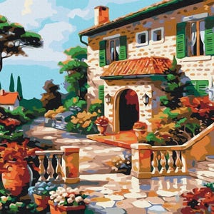 Haus in Italien Malen nach Zahlen Kit DIY Malset Malen auf Leinwand Wandbild Rahmen Set DIY Malerei DIY Malset Wandbild