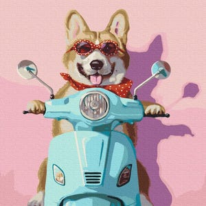 Lustiges Corgi-Malen-nach-Zahlen-Welpen-Set für Erwachsene, Tiere, DIY-Malset, Corgi-Hund-Malerei auf Leinwand, DIY-Malset mit Rahmen