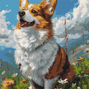 Niedlicher Hund Malen nach Zahlen Kit Diy Malerei Kit Corgi Malerei auf Leinwand Wand Bilderrahmen Set Diy Malerei Wandbild