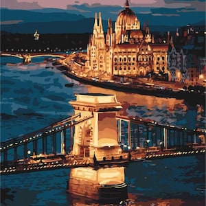 Budapest Brücke Malen nach Zahlen Kit Diy Malerei Kit Malerei auf Leinwand Wand Bilderrahmen Set Diy Malerei Diy Paint Kit Wandbild