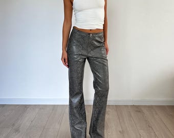Vintage Medium Forever 21 Y2k Snakeskin Boot Cut Pants Low Rise 