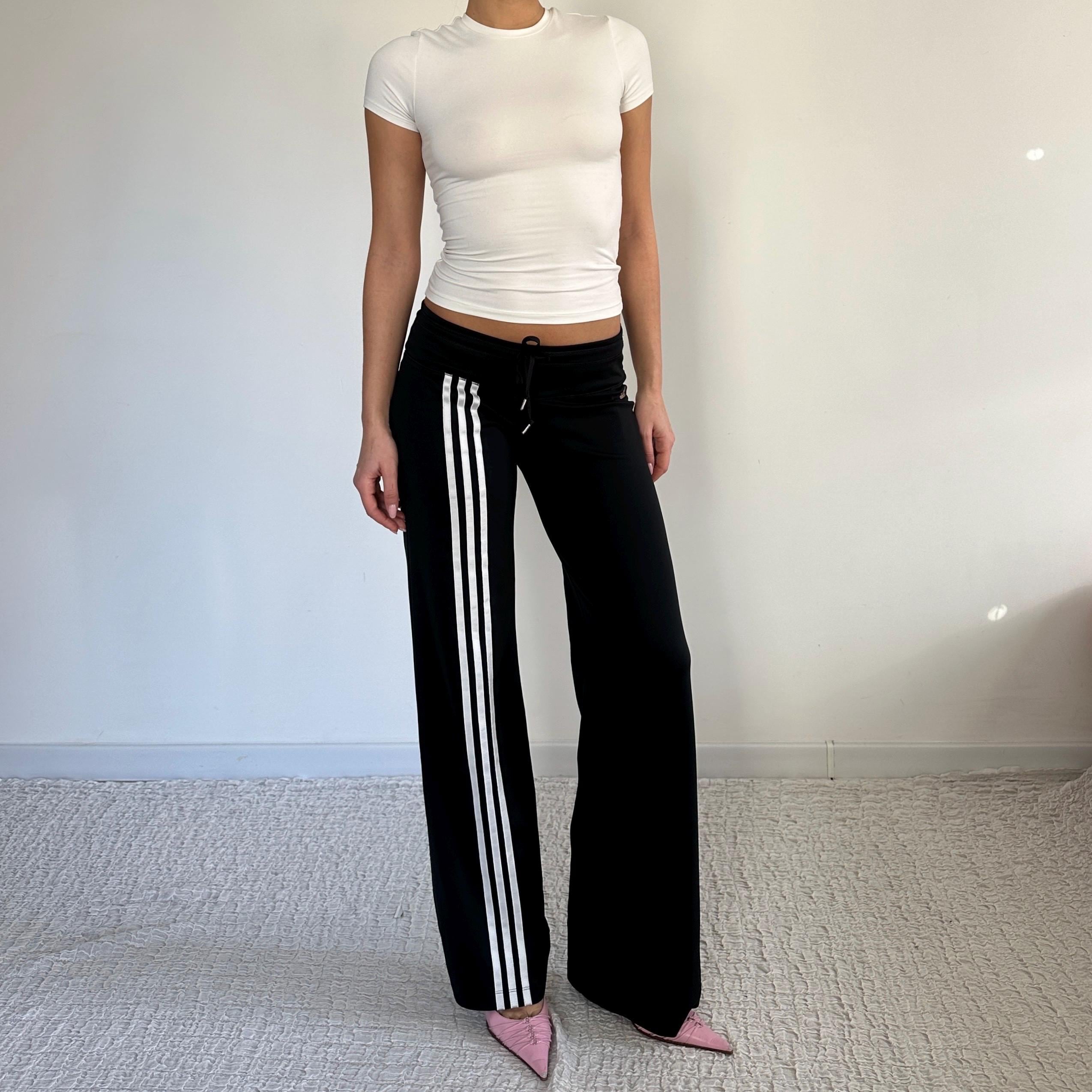 Vintage Adidas Yoga Pants / 3 Stripes Flared Leg Flare Trousers