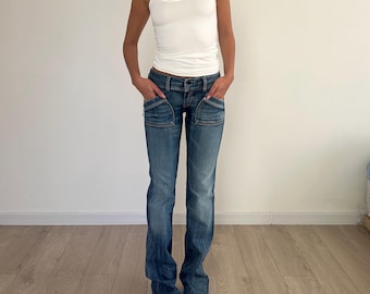 Diesel Reckfly Vintage Low Rise Bootcut Jeans / Y2K / Women’s Mid Blue Denim Flare Pants / 00s 90s Y2K / Made In Italy w 26