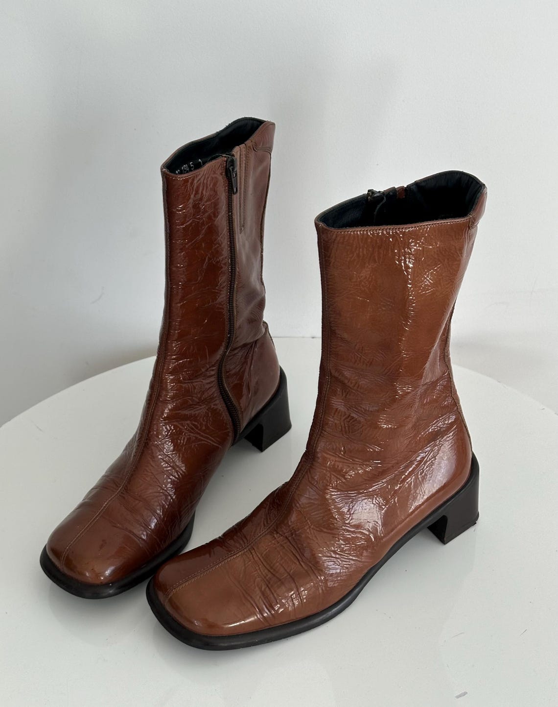 Women Vintage Genuine Leather Square Toe Shoes 2 main image 1