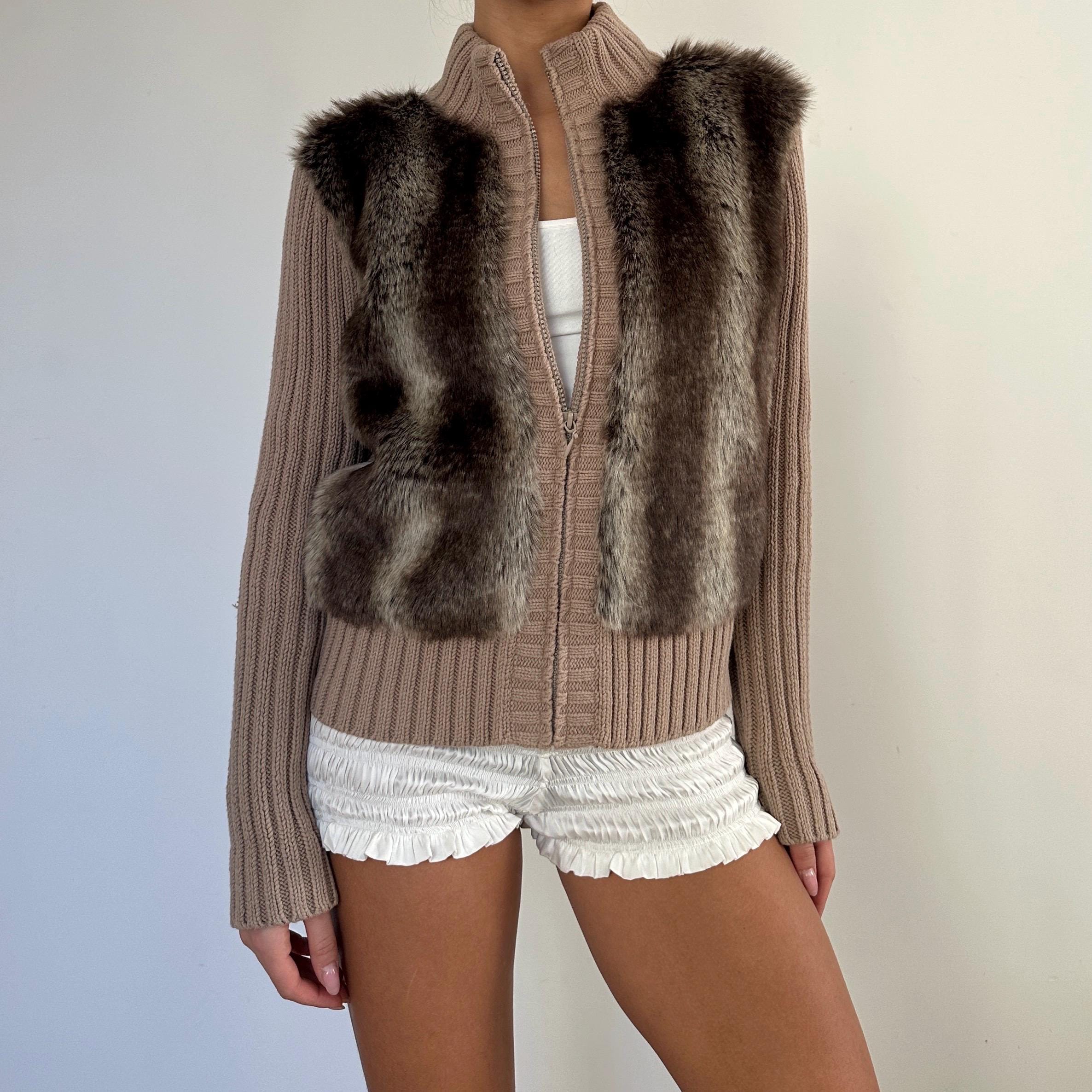 Joseph Fur Knit Cardigan Zip up / Ribbed Wool Blend Sweater With