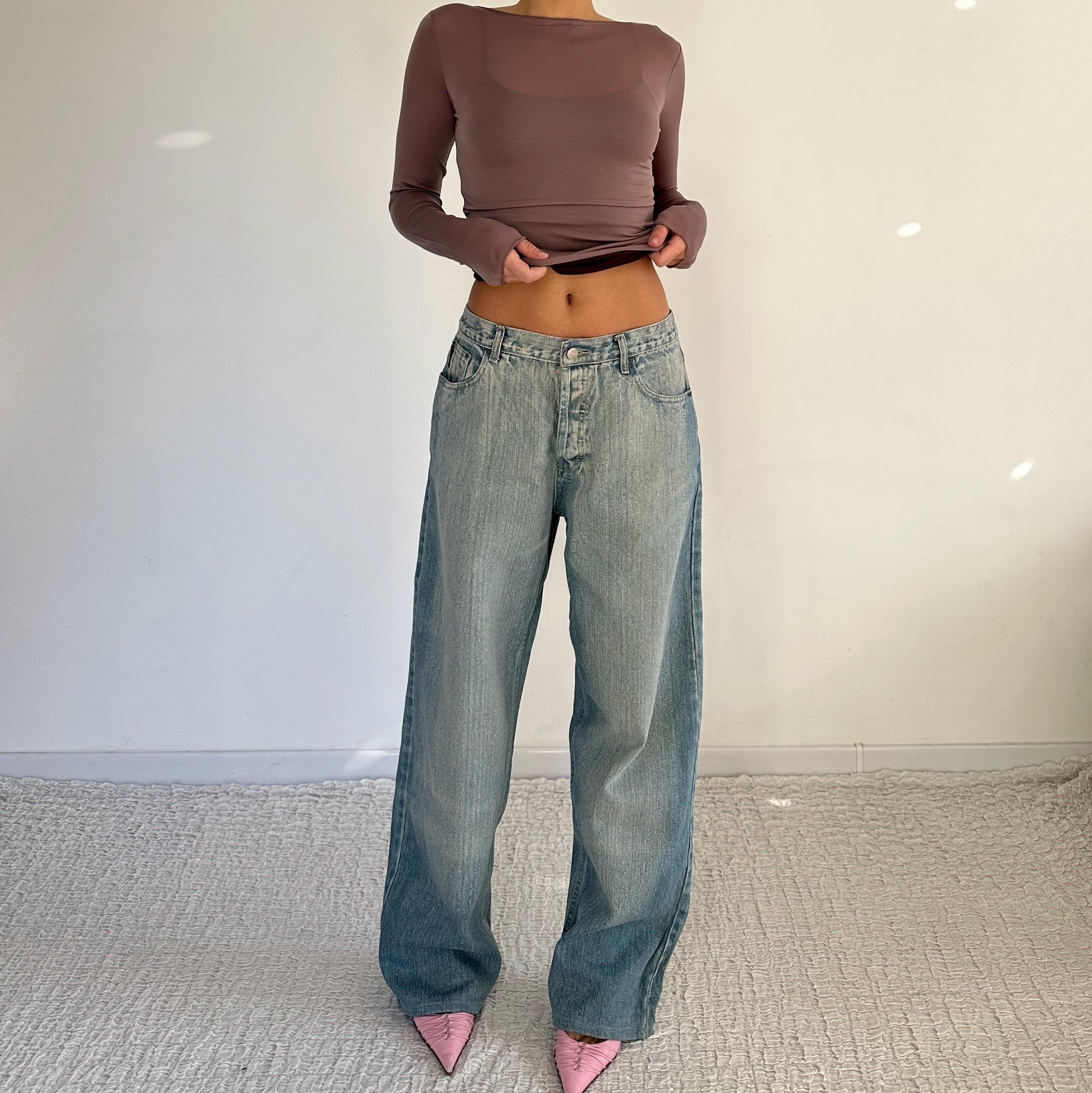 リアル Washed Old Asid Vintage Armani Jeans Leg Wide Fade Baggy / パンツ