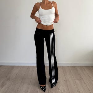 Vintage Adidas Climacool Black Yoga Pants / 3 Stripes Flared Leg