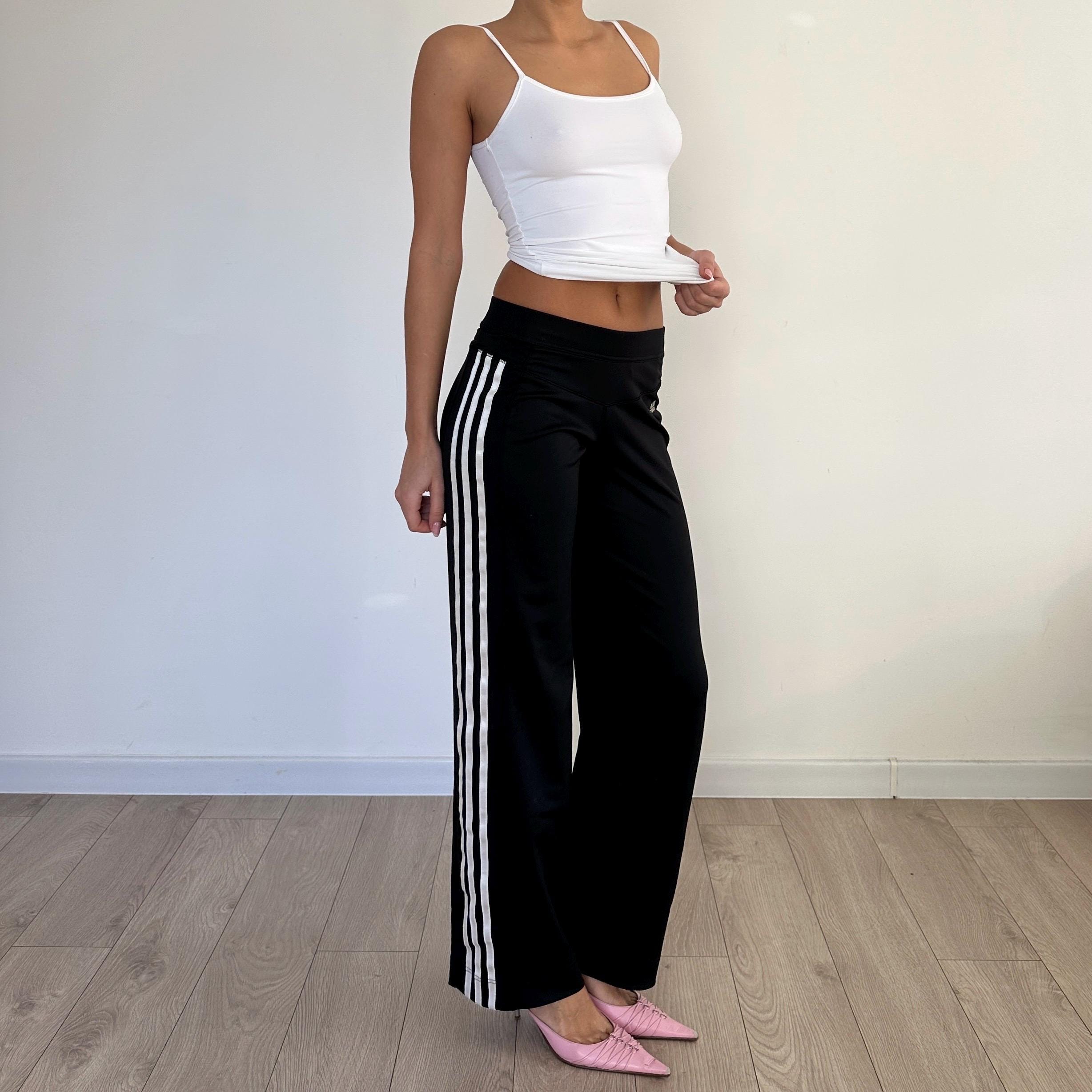 Vintage Adidas Climacool Black Yoga Pants / 3 Stripes Flared Leg