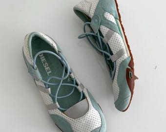 Rare Diesel Maudy Jane Bellet Flats Sneakers / Lace up Sporty Ballerinas / Suede Trainers / Archive Vintage Slip On Shoes / Y2K / US 7.5