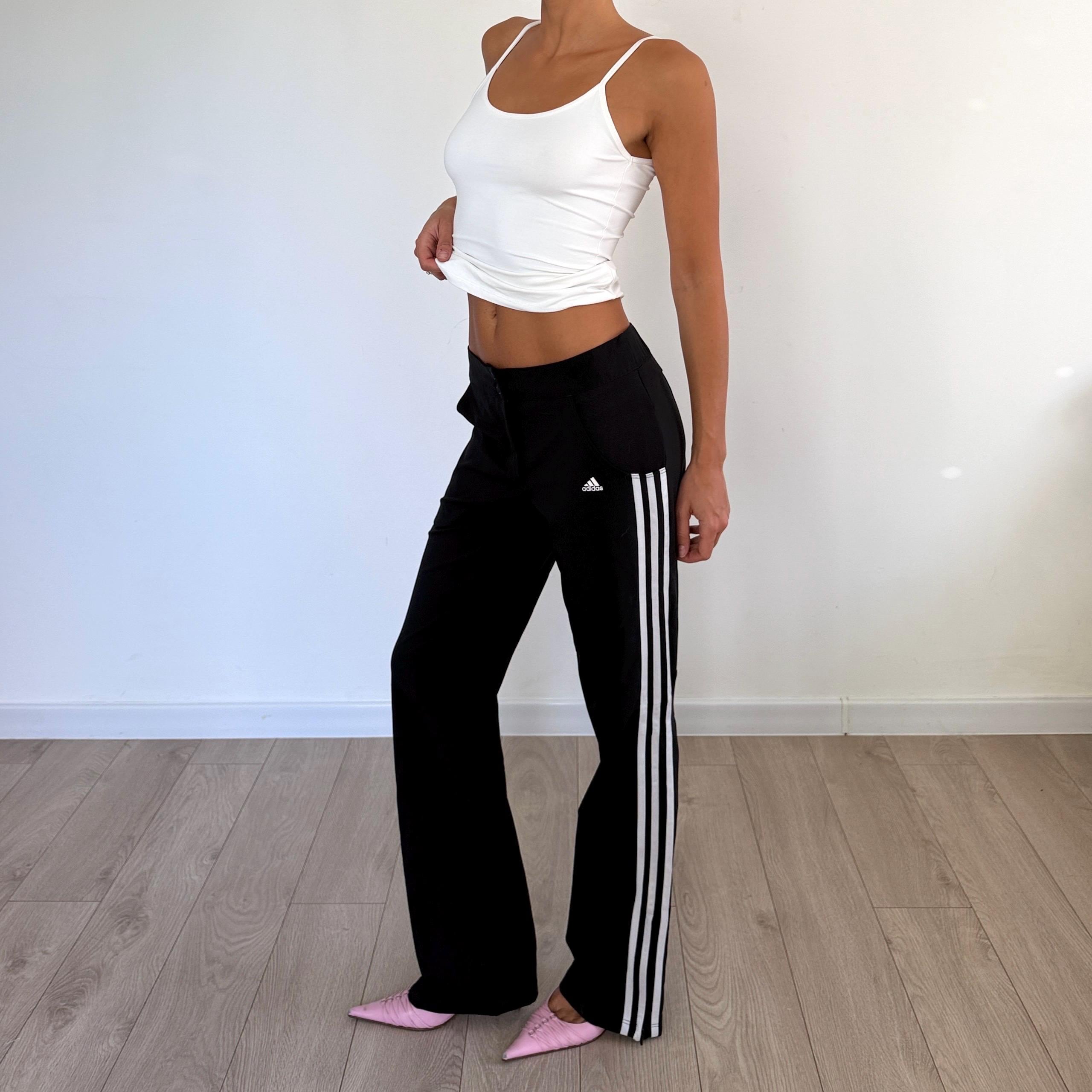 Adidas Climacool Track Pants Women Size 8 Black Wide Leg Side