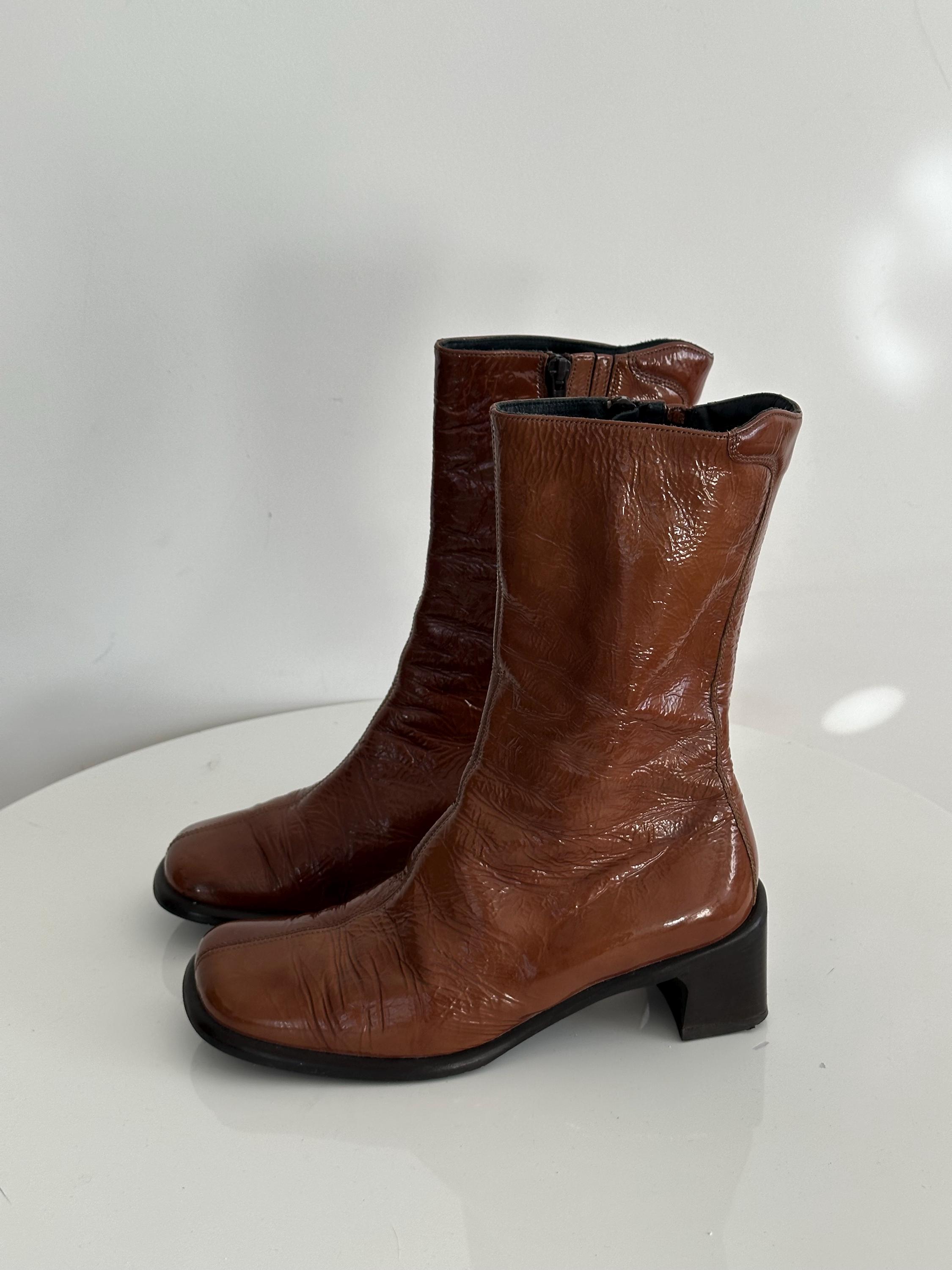 Women Vintage Genuine Leather Square Toe Shoes 2 main image 0