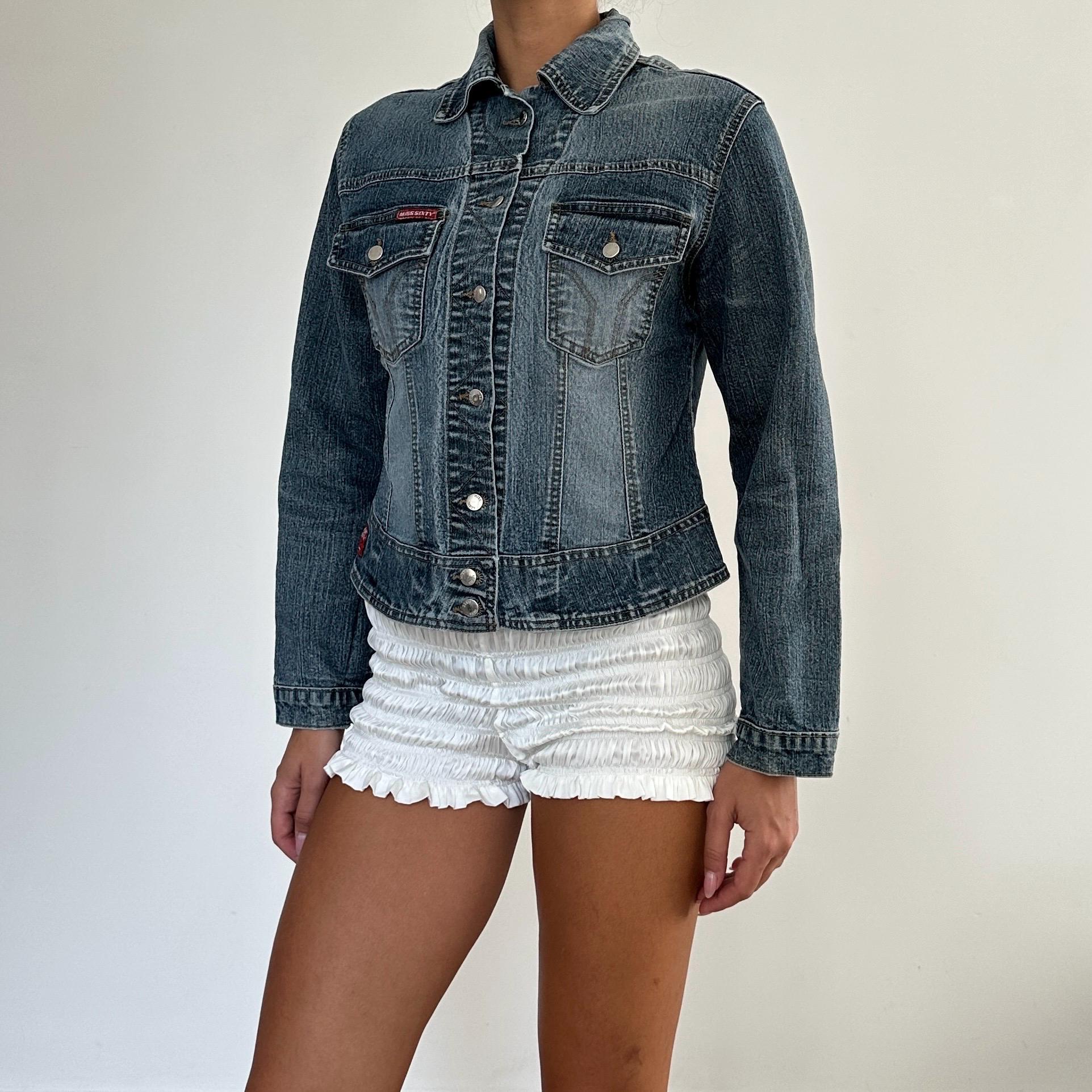 Vintage Miss Sixty Miss60 Denim Cropped Jacket / Fitted Blue