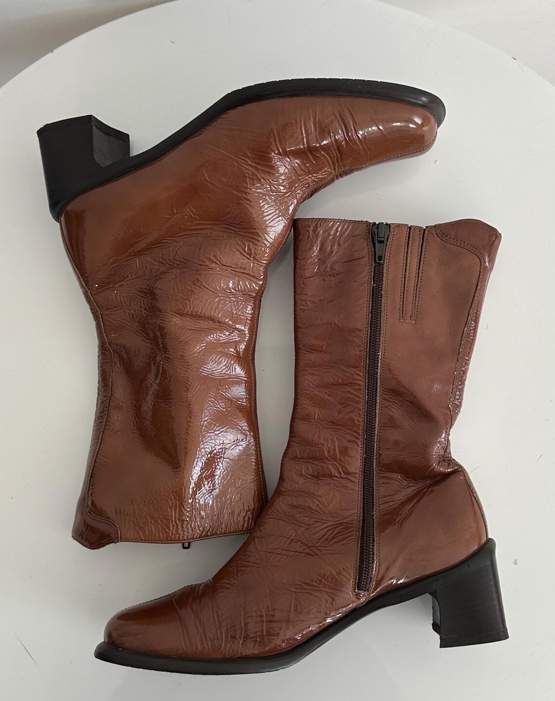 Women Vintage Genuine Leather Square Toe Shoes 2