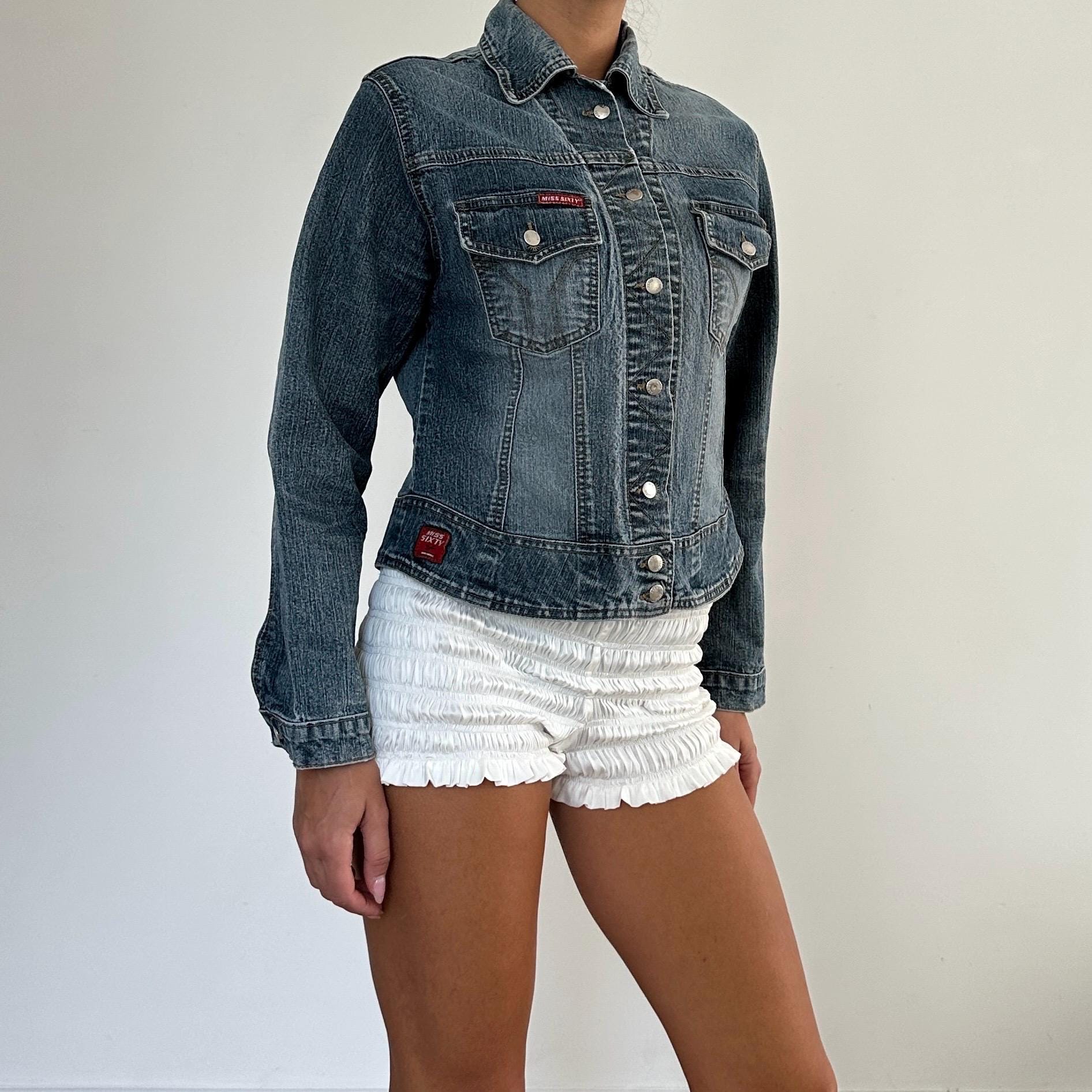 Vintage Miss Sixty Miss60 Denim Cropped Jacket / Fitted Blue