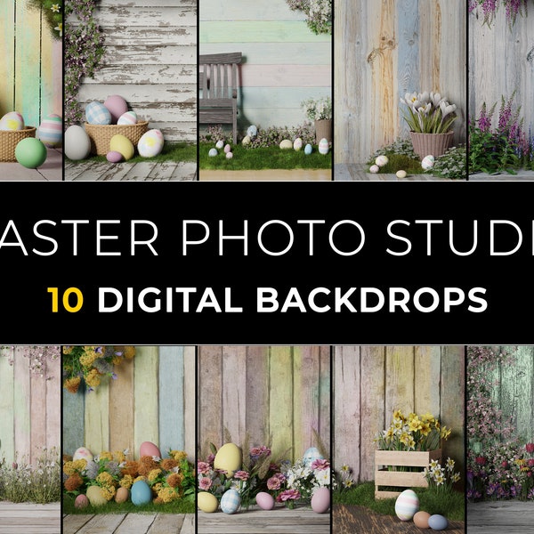 10 Fine Art Easter Photo Studio Digital Backdrops | Set of 10 High-Quality Backgrounds for Your Spring Portraits and Mini Sessions